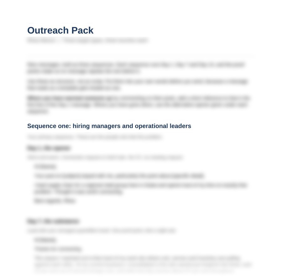 Sample outreach pack, first page