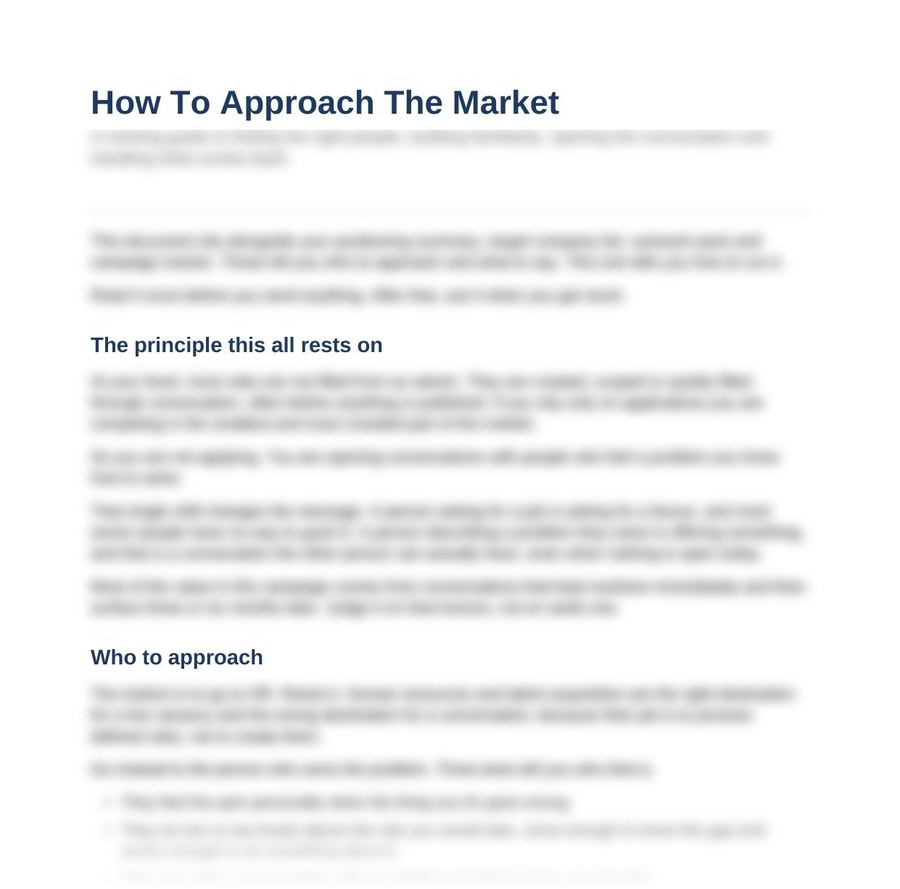 Sample How To Approach The Market guide, first page